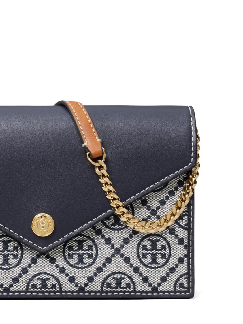 Tory Burch T-monogram Envelope Wallet On Chain In Gray