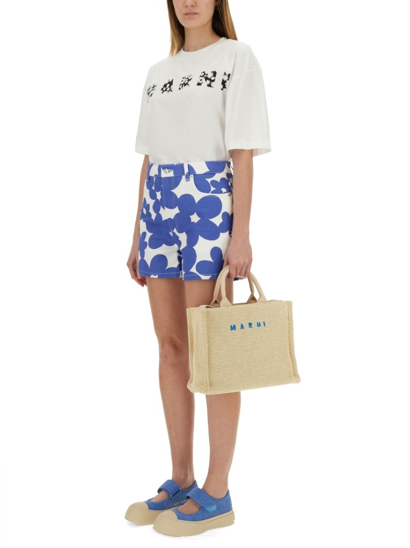 Shop Marni Relaxed-fit Cotton T-shirt With Playful Logo Design In White