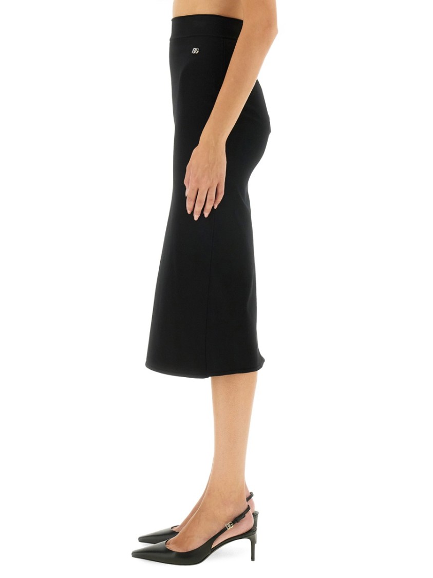 Dolce & Gabbana Gabardine Virgin-wool Midi Skirt In Black