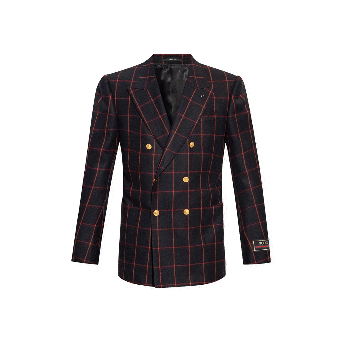 テーラードジャケット GUCCI DOUBLE-BREASTED CHECKED WOOL JACKET Gucci Wool Checked Blazer in Black | THE LIST