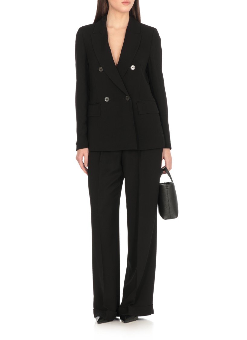 Shop Peserico Black Viscose Double-breasted Blazer