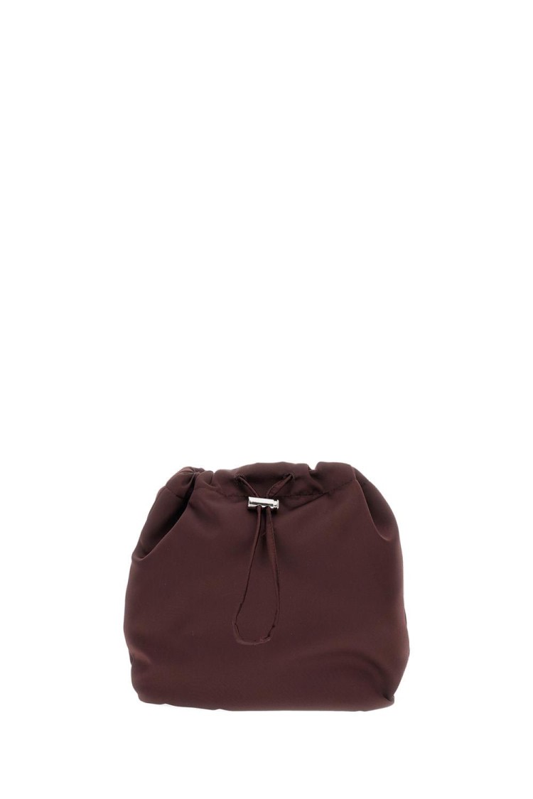 Plan C Bordeaux Round Bag With Drawstring Closure In Burgundy