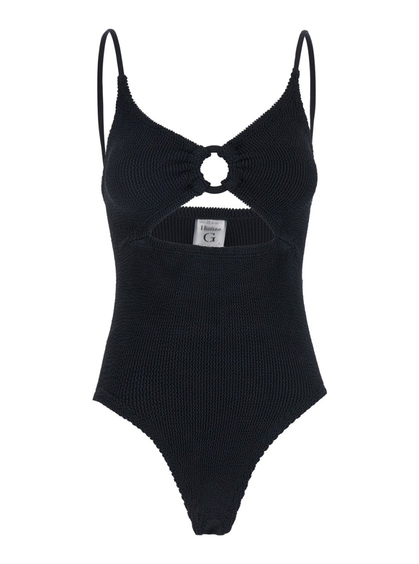 Hunza G Crystal' Black Swimsuit With Tonal Loop