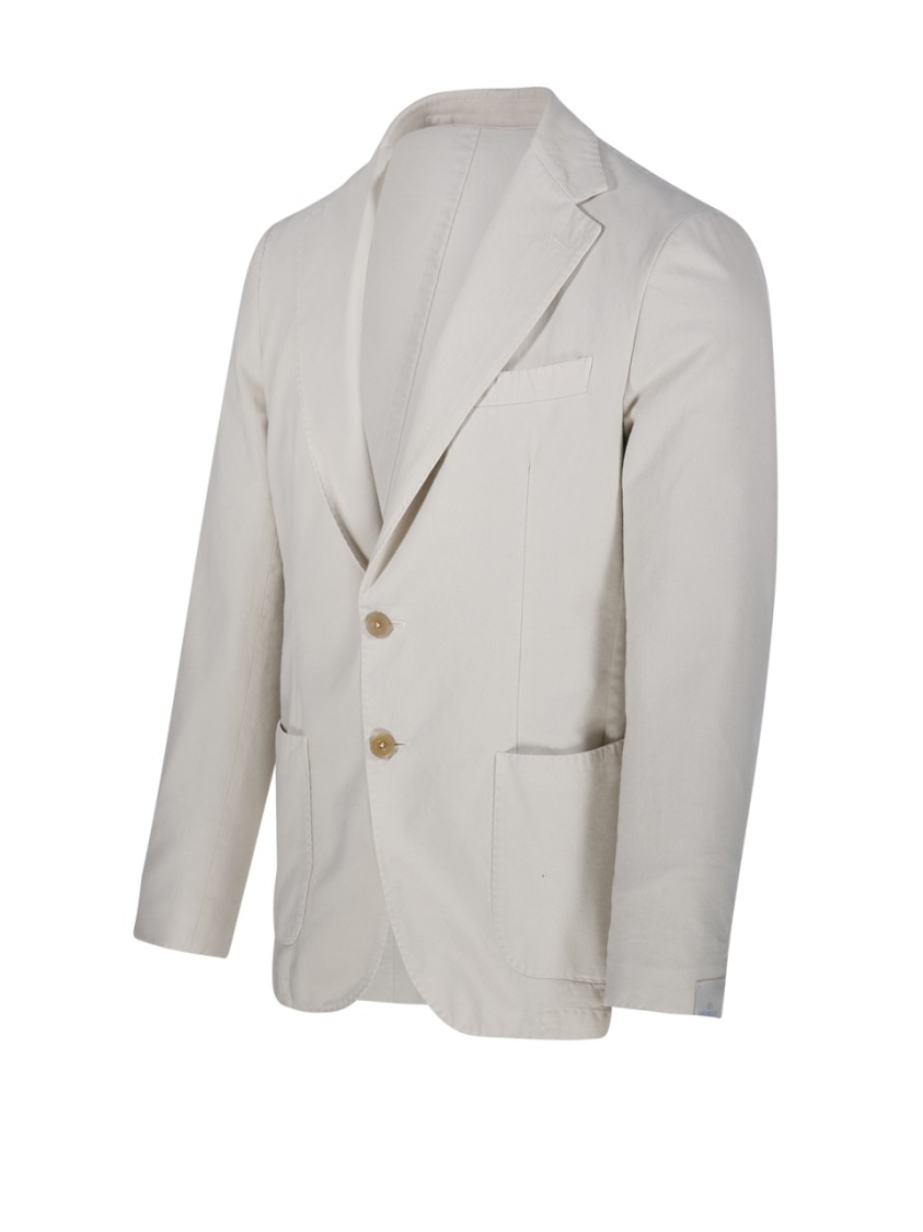 Santaniello Tailored Jacket With Notched Lapel And Polished Finish In White