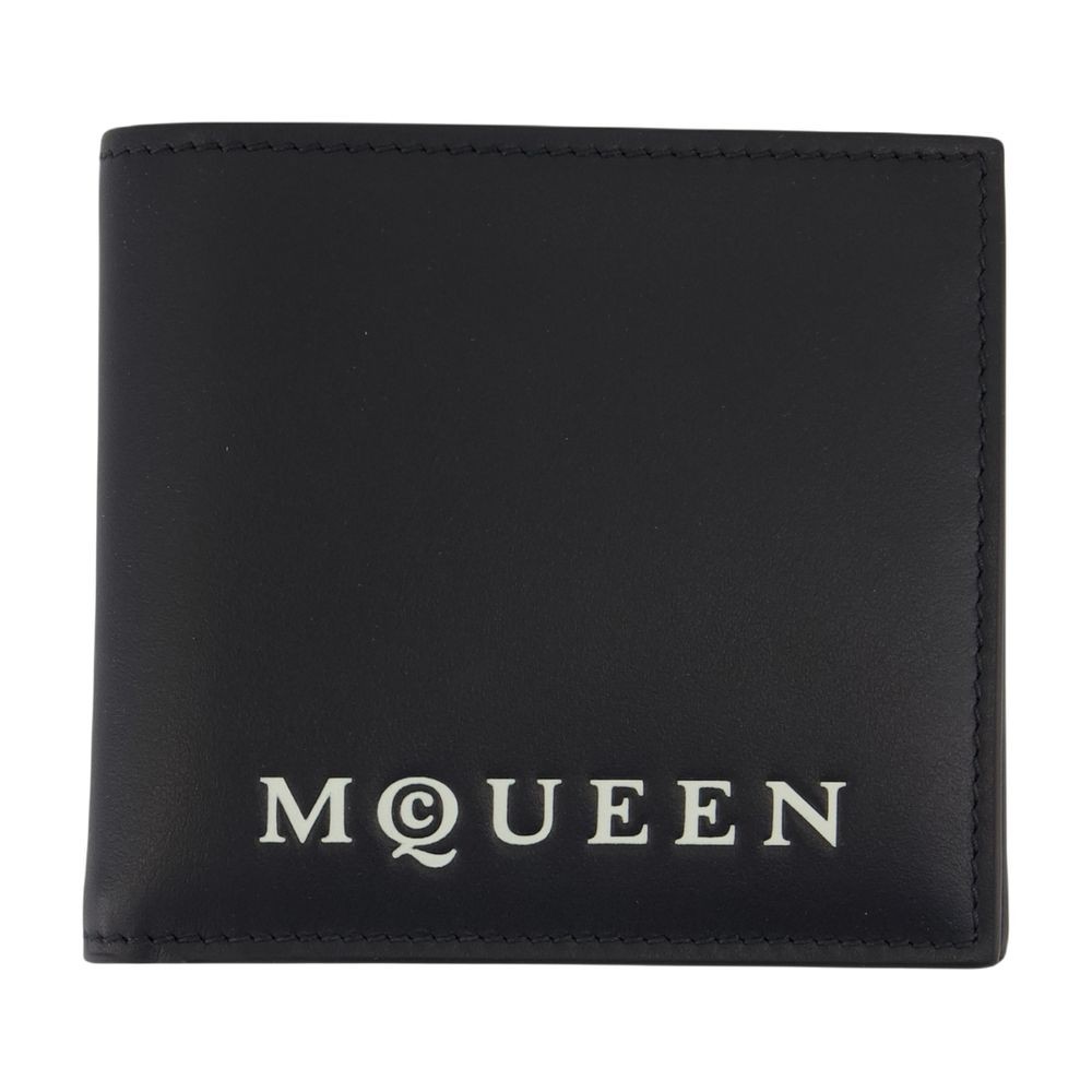 Alexander Mcqueen Bi Fold Cc Card Case - Leather - Black In Black