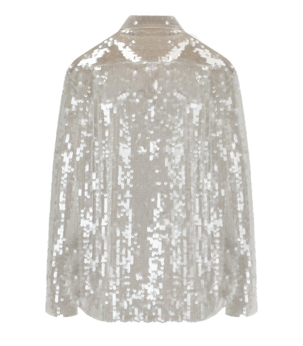 Shop Federica Tosi Champagne Sequins Shirt In White