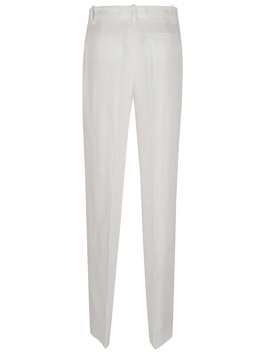 P.a.r.o.s.h Parosh Tailored Linen Trousers With Straight Leg Silhouette In Neutrals
