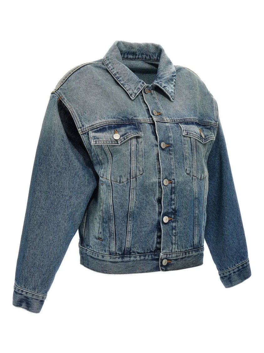Mm6 Maison Margiela Mm6 By Maison Margiela Cut-out Denim Jacket With Unique Sleeve Details In Blue