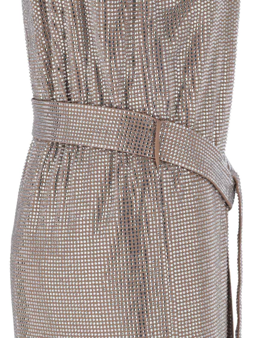 Giuseppe Di Morabito Metallic Scoop Neck Sleeveless Dress In Brown