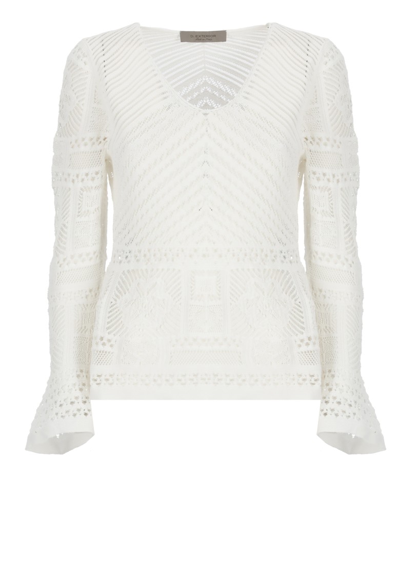 D Exterior D. Exterior White Cotton Sweater