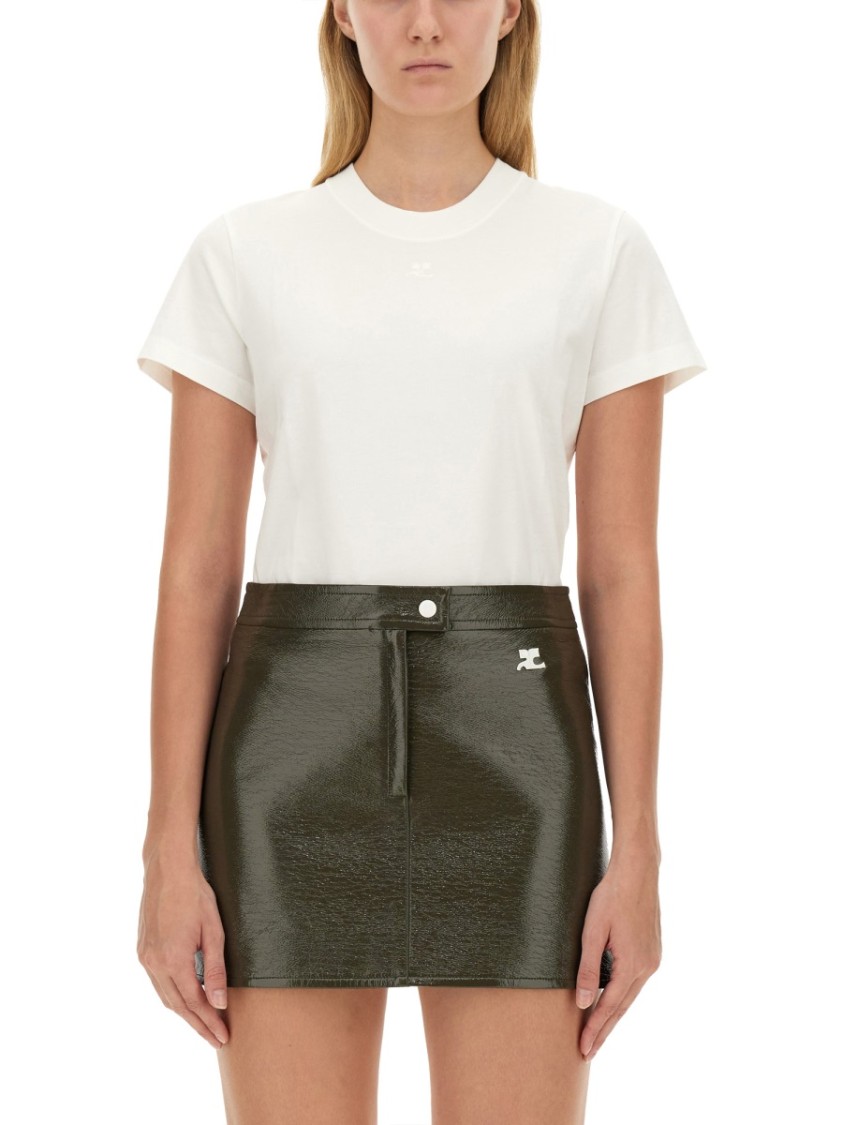 Shop Courrèges Round Neck Cotton T-shirt