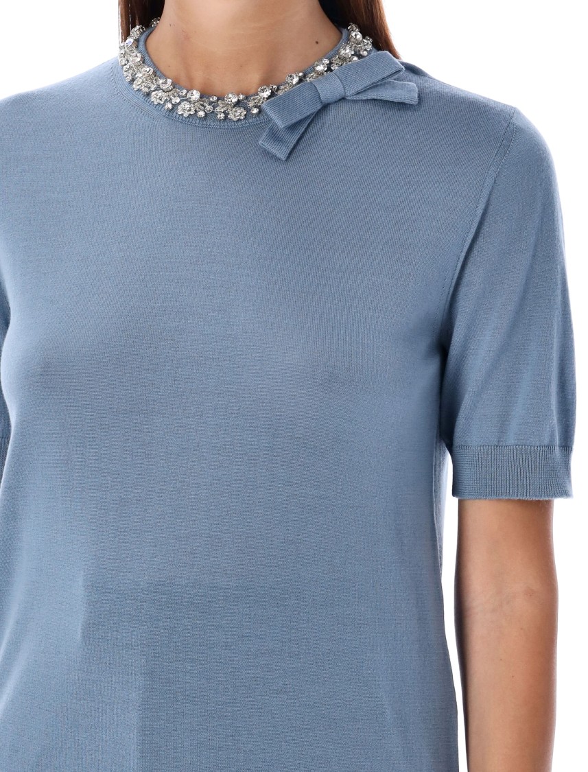 Valentino Bestickter Wollpullover Frau Himmelblau S In Blue
