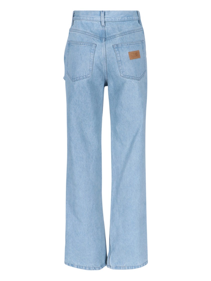 Shop Mm6 Maison Margiela Mm6 By Maison Margiela Destroyed Straight Jeans – Light Blue