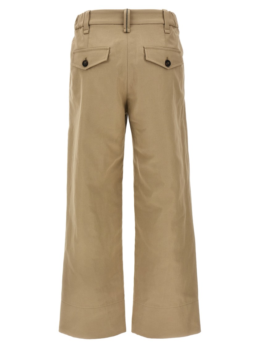 Brunello Cucinelli Wide-leg Cotton And Linen Blend Trousers In Neutral