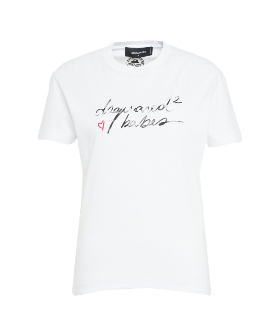 Shop Dsquared2 Logo-embroidered Cotton Jersey T-shirt In White