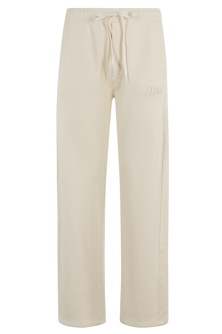 Shop Autry Cream Cotton Jogger Pants With Embroidered Logo In Neutrals