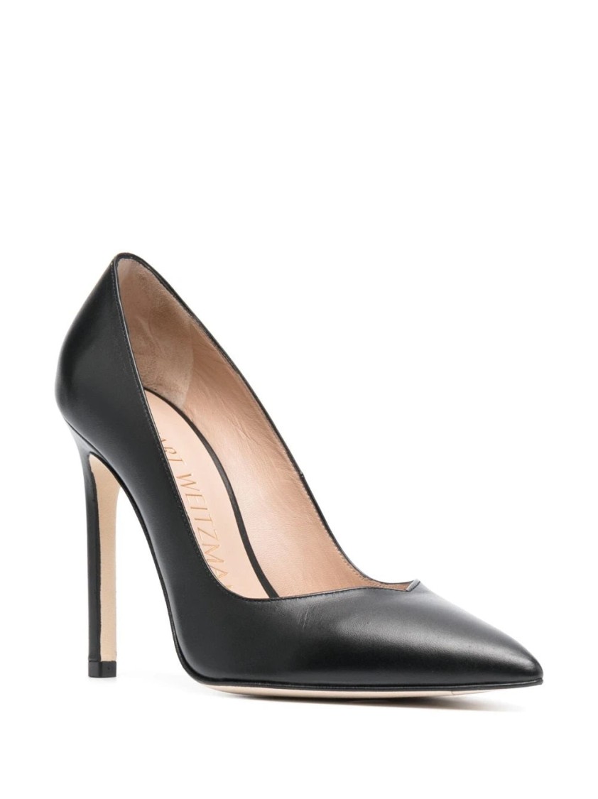 Stuart Weitzman Pointed-toe Black Pumps With Mid-height Stiletto Heel In Black