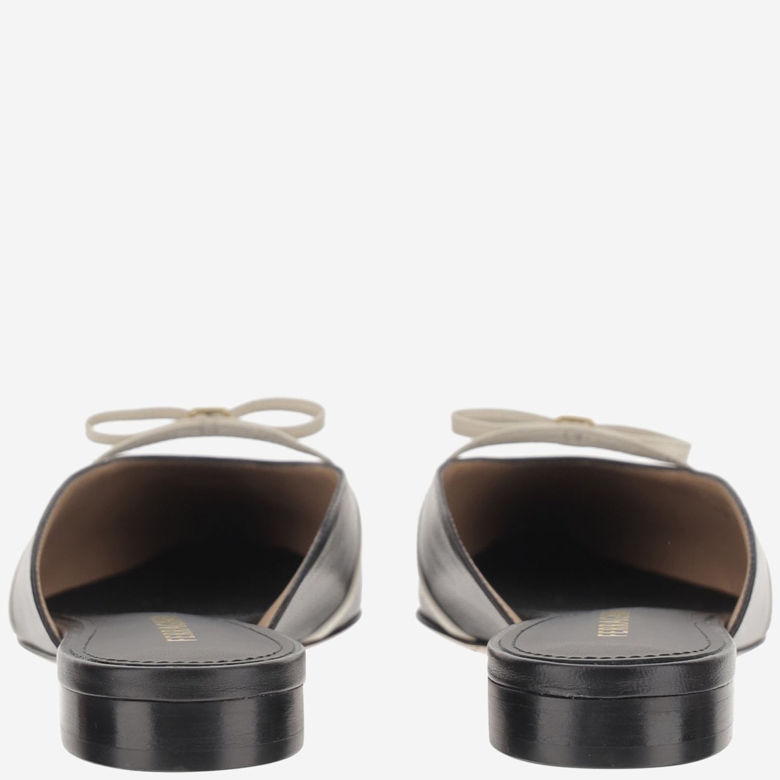 Ferragamo Bow Pointed Toe Mules In Black