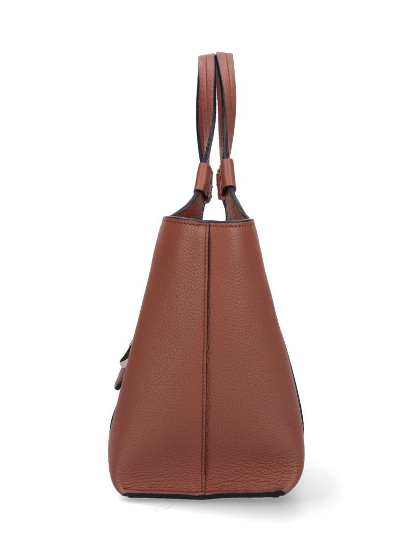 Roger Vivier Mini Tote Bag With Iconic Gold Buckle In Brown