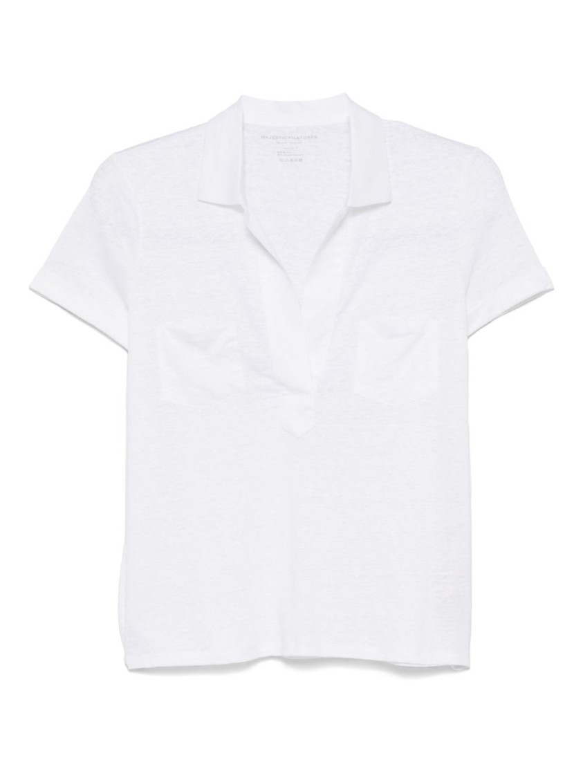 Shop Majestic Filatures Classic Polo T-shirt In Soft Linen Blend