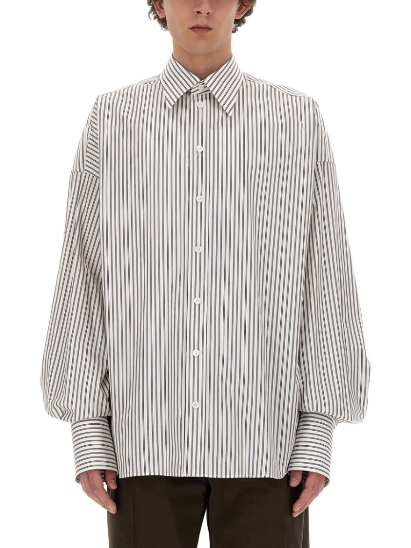 Dolce & Gabbana Camicia Oversize In Popeline A Righe In White