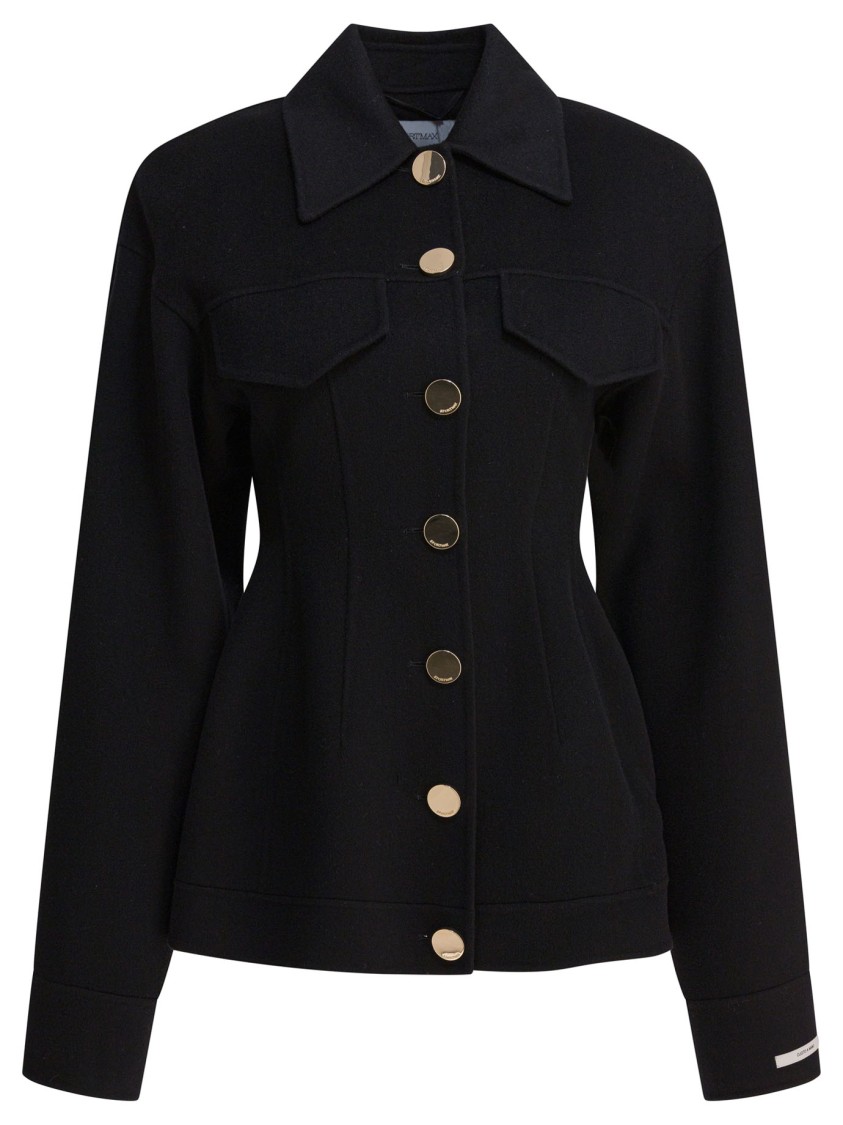 Max Mara Tailored Wool Jacket With Structured Collar In Black