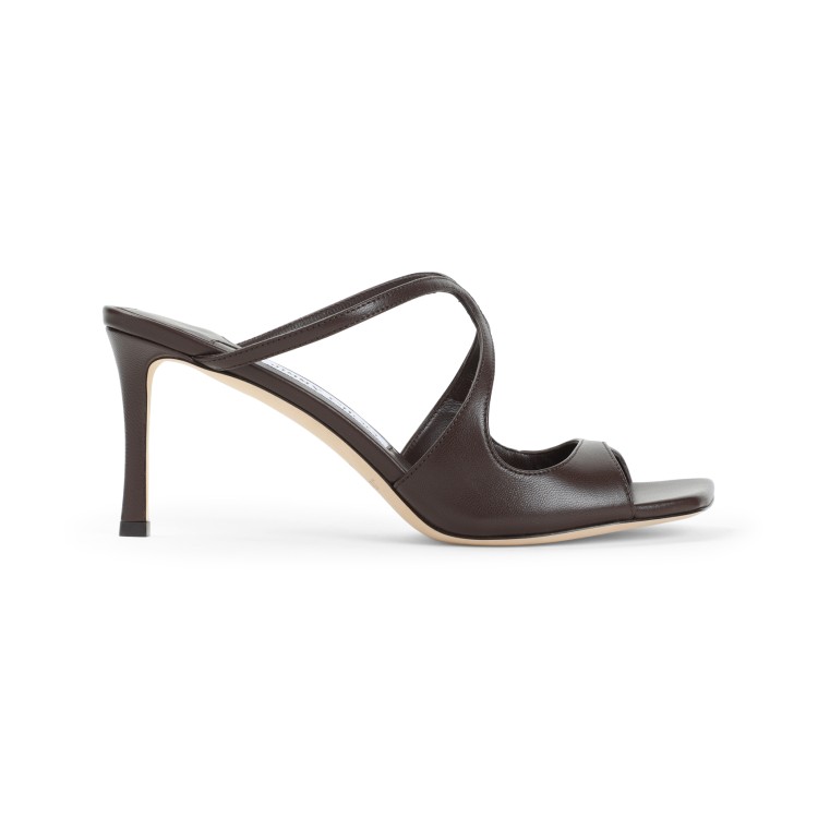 サンダル・ミュール Jimmy Choo Peep-Toe Brown Sandals With Crisscross Straps And Jimmy Choo Peep-Toe Brown With Crisscross Straps And