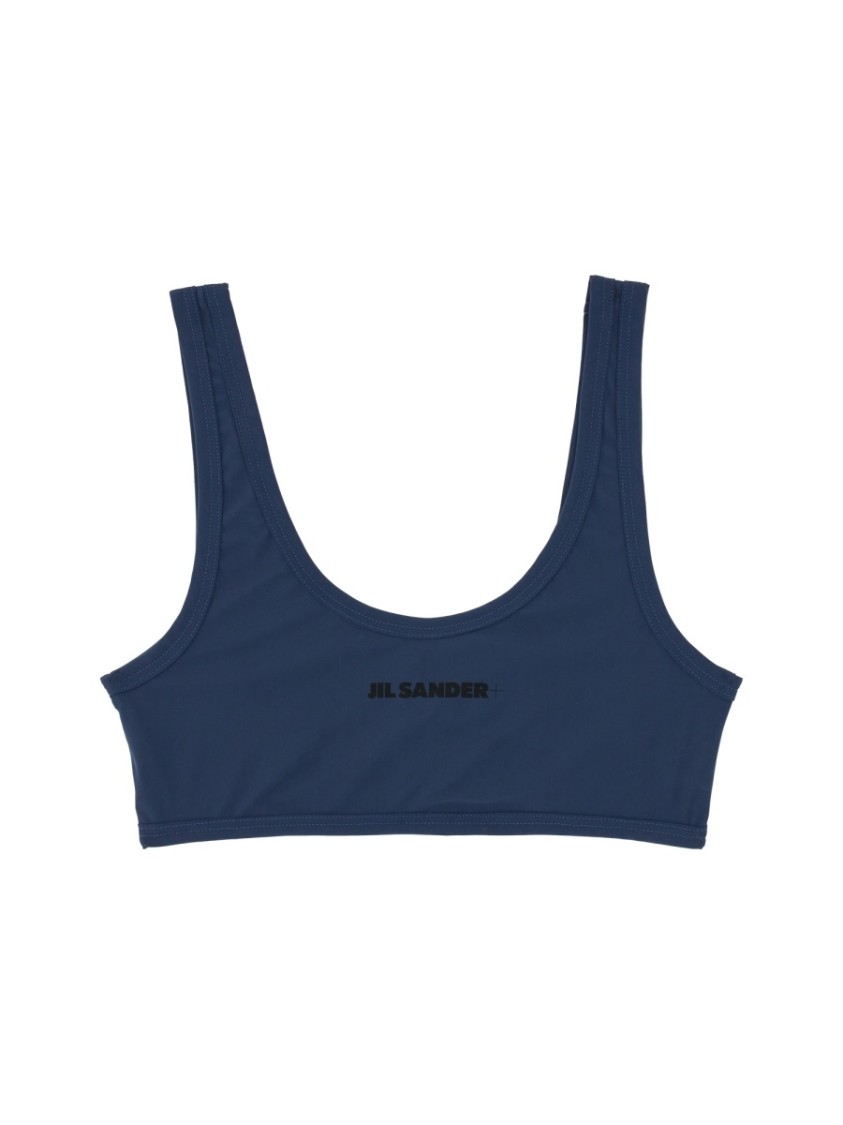 Jil Sander Scoop Neck Bikini Top With Thick Straps In Blue