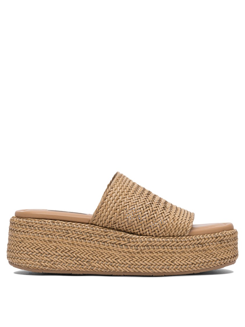 Casadei Woven Beige Sandals With Platform Sole In Neutral