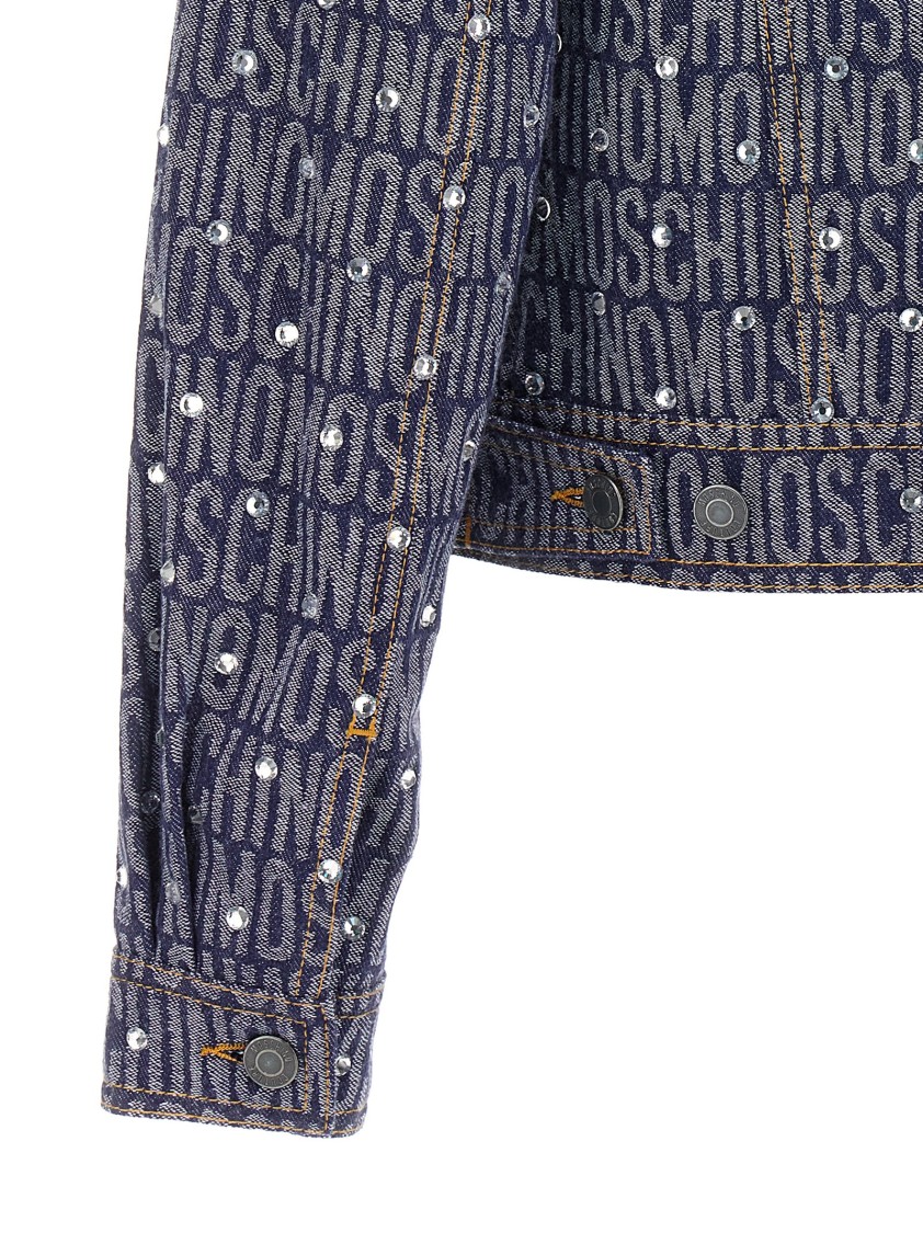 Moschino 'studded Collar' Jacket With Pockets In Blue