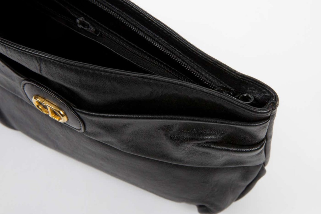 Shop Dior Christian Black Leather Clutch Bag