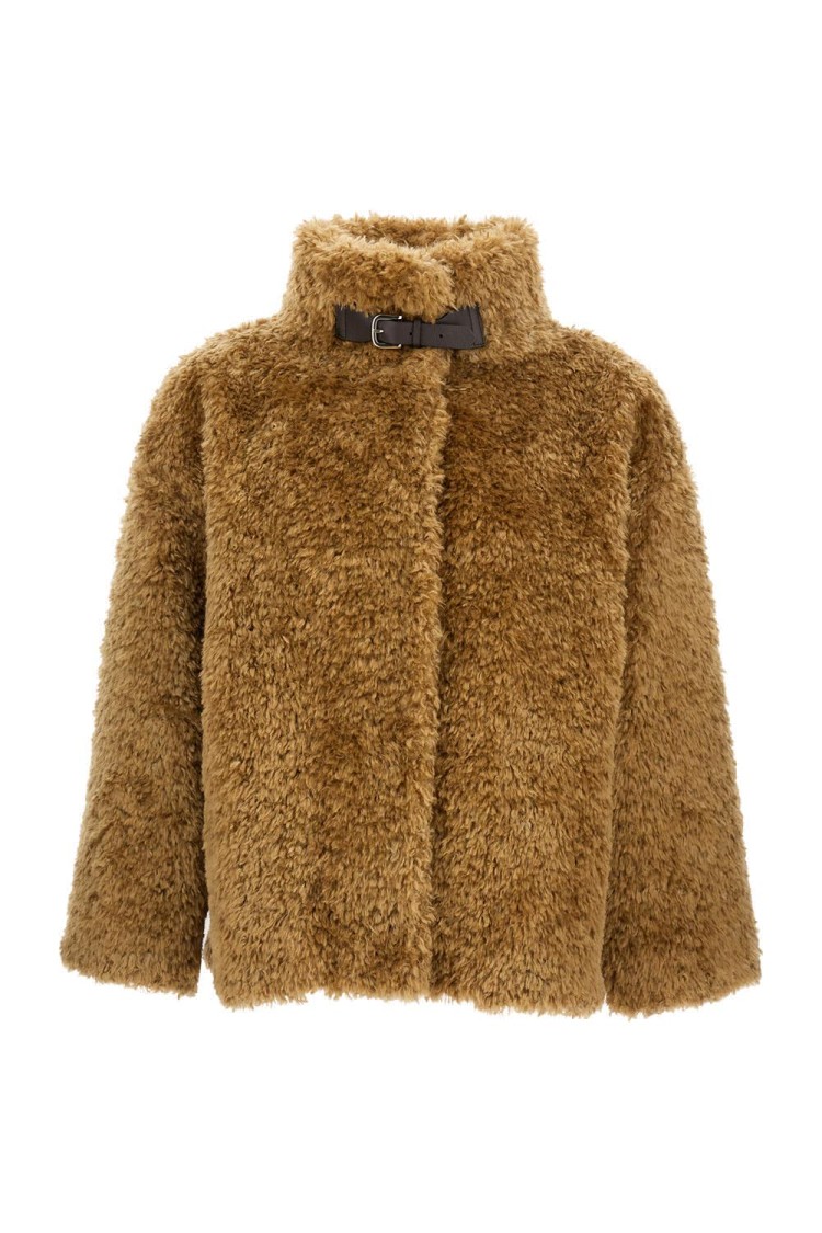 Herno Soft Faux Fur Coat In Brown