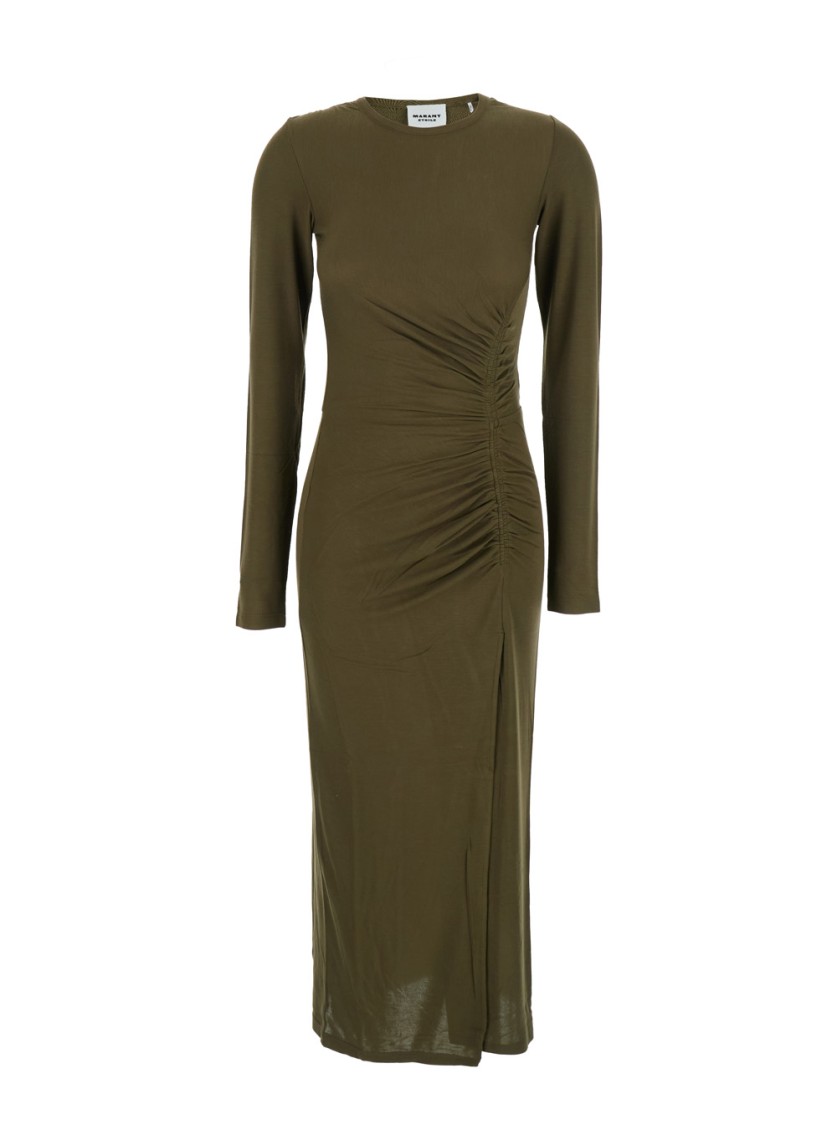 Isabel Marant Étoile Form-fitting Midi Dress With Gathered Side Draping In Brown