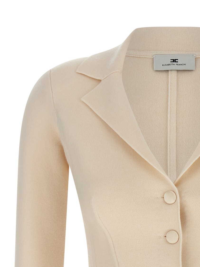 Elisabetta Franchi Fabric-stitch Wool Blazer Blazers White In Neutral