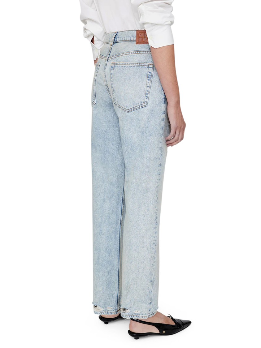 Anine Bing Kate Straight-leg Ripped Jeans In Blue