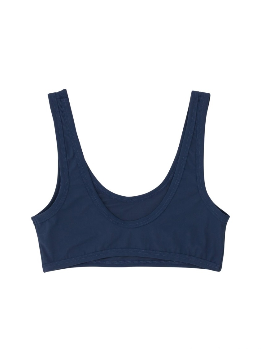 Jil Sander Scoop Neck Bikini Top With Thick Straps In Blue