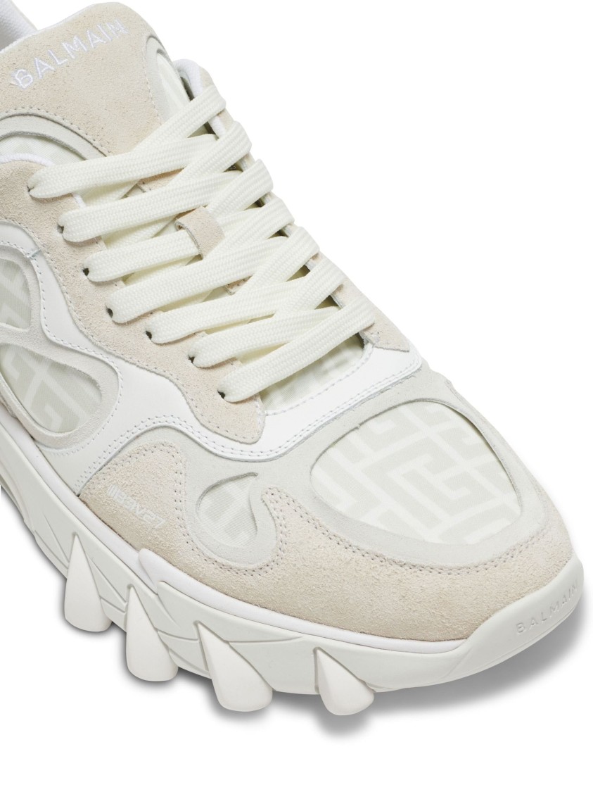 Balmain Trainers Combining Suede And Nylon With Sole In White