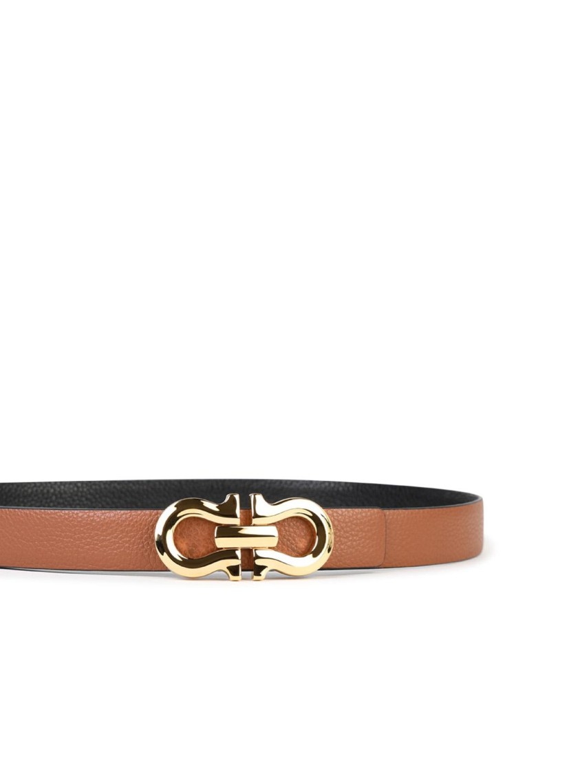 Ferragamo Leather Belt Adjustable Gold-tone Buckle