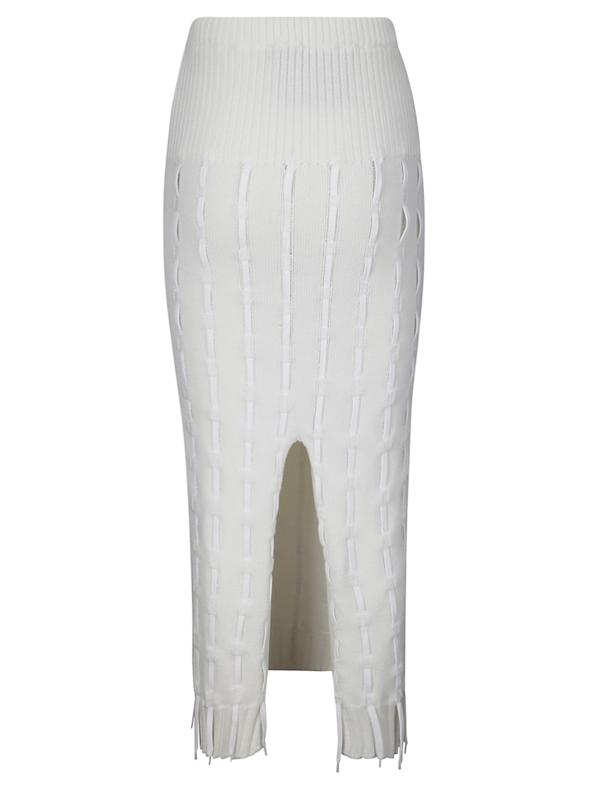 Institution Elegant High-waisted Wool Skirt In White