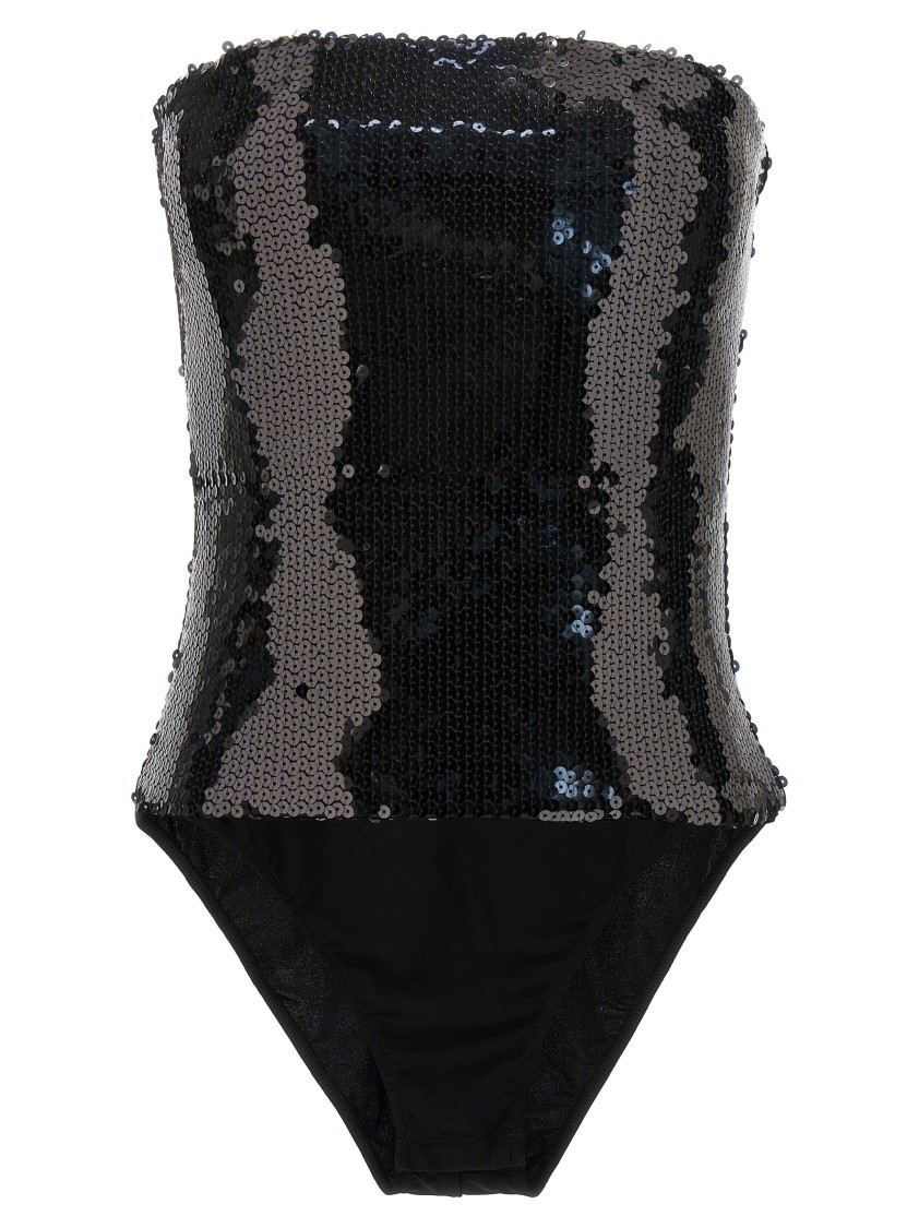 Alexandre Vauthier Sequin Embellished Strapless Stretch Bodysuit In Black