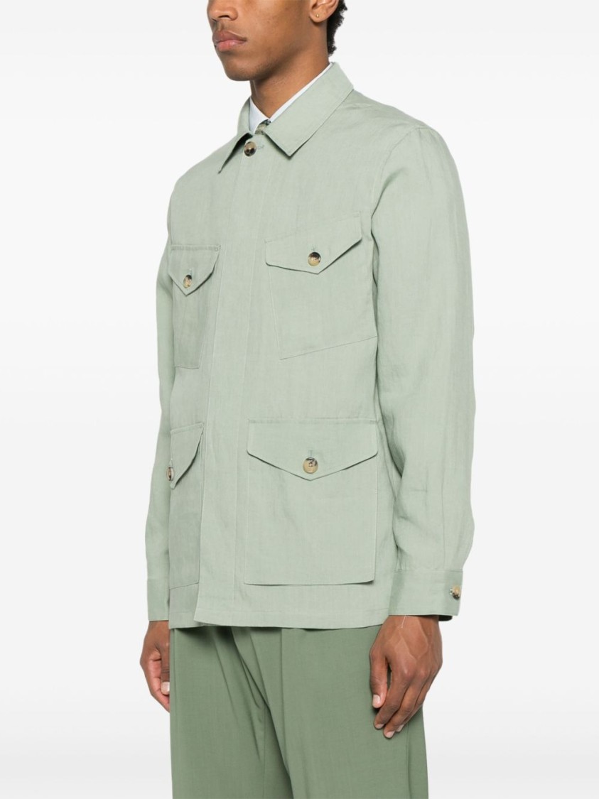 PAUL SMITH PAUL SMITH SAGE GREEN CASUAL JACKET WITH CLASSIC COLLAR