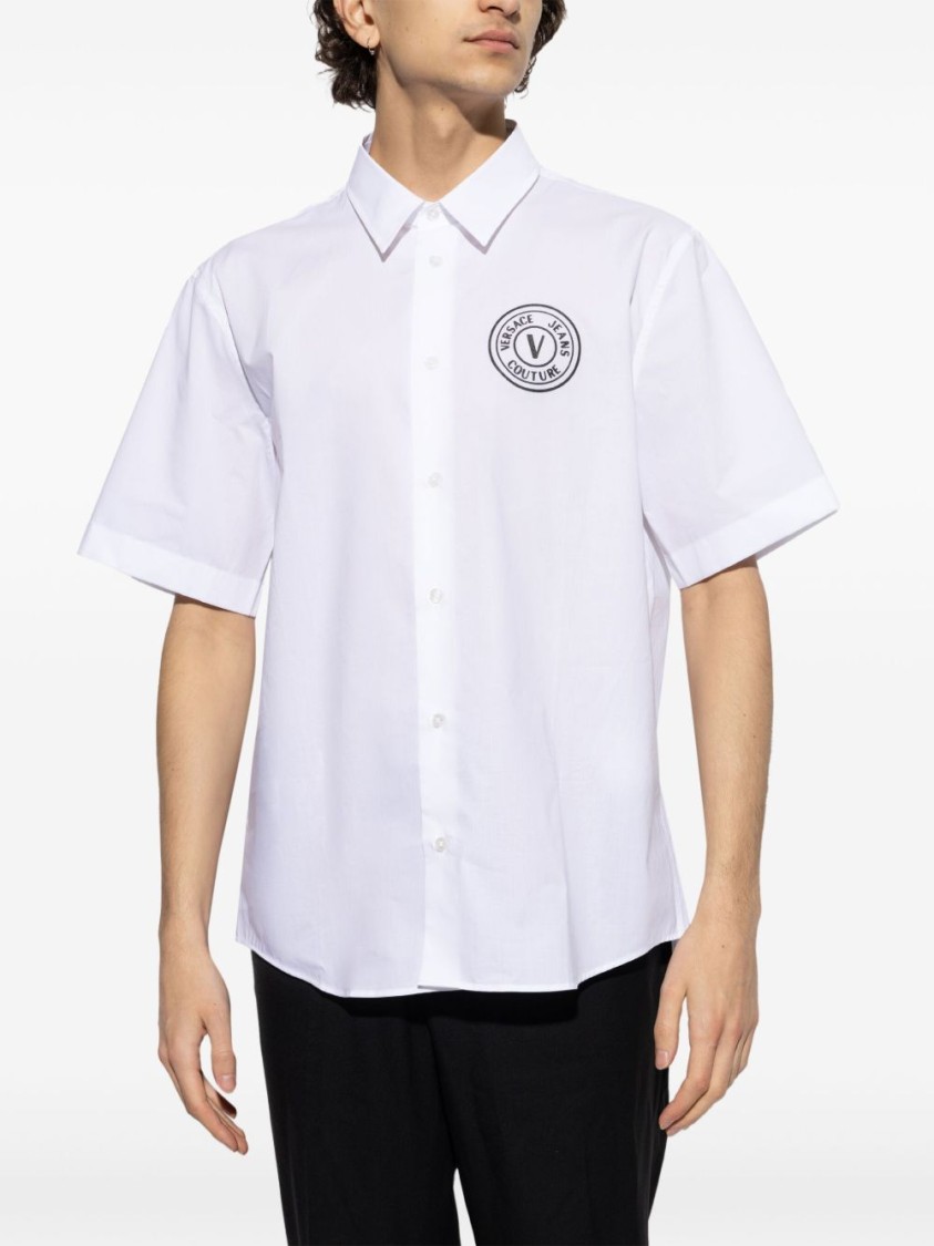 VERSACE JEANS COUTURE VERSACE JEANS COUTURE SHORT-SLEEVED WHITE COTTON SHIRT 