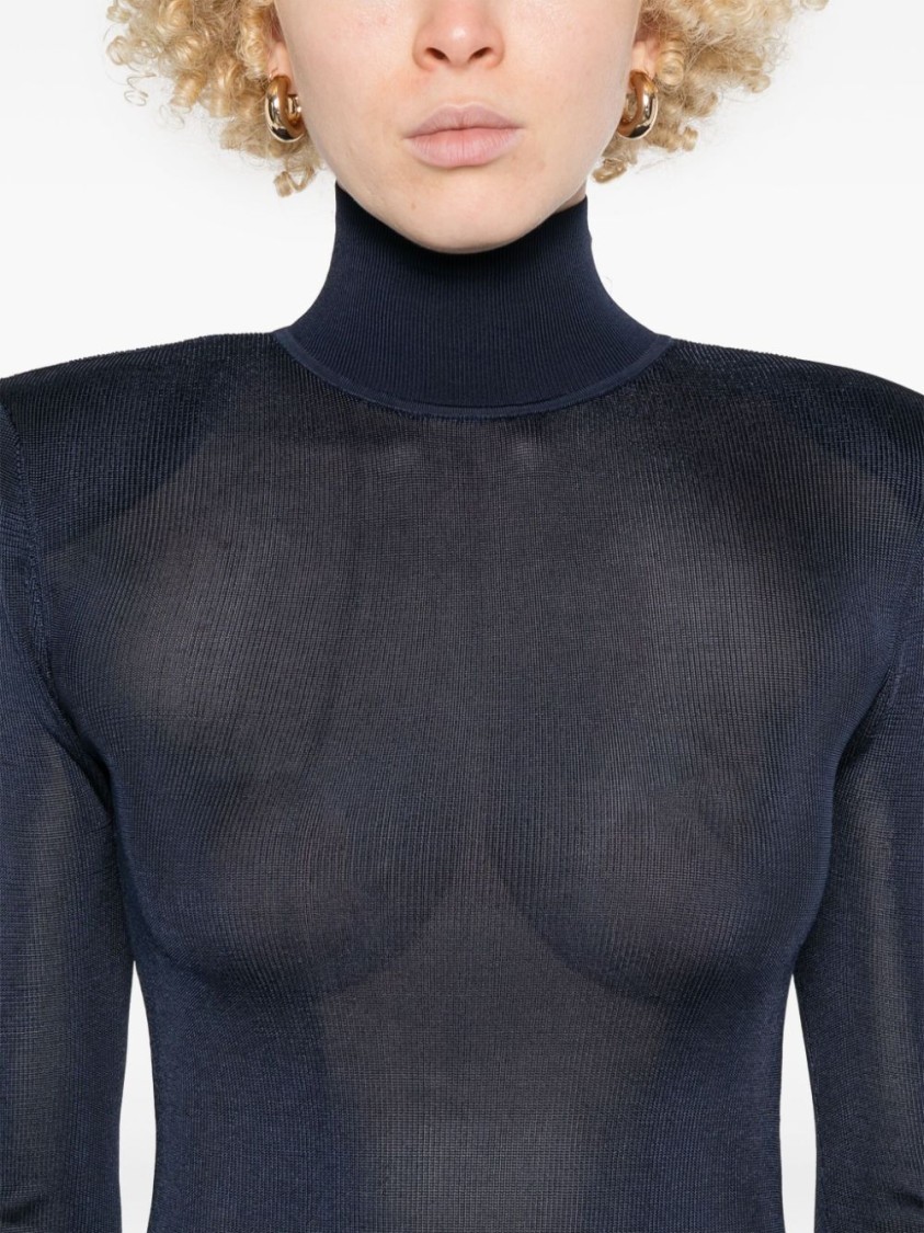 Self-portrait Ribbed Lurex Knit Turtleneck Maxi Dress In Black