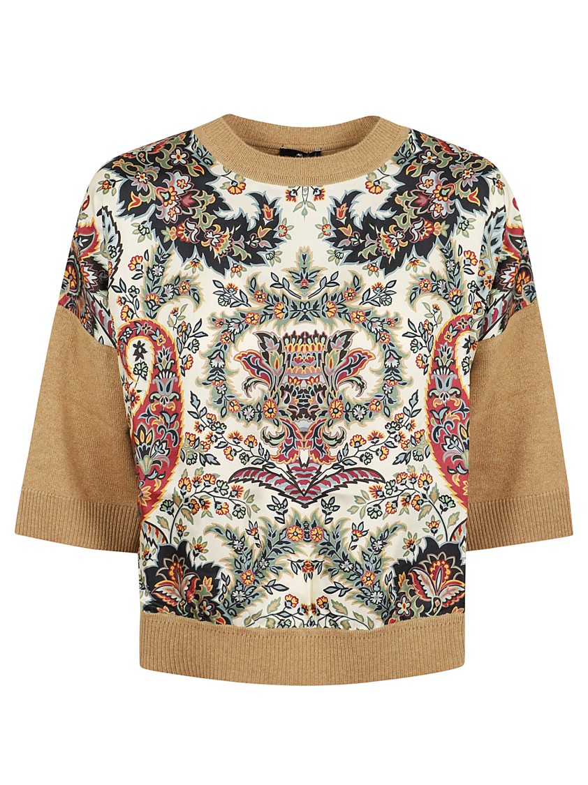 Shop Etro Multicolor Wool And Silk Floral Print Top