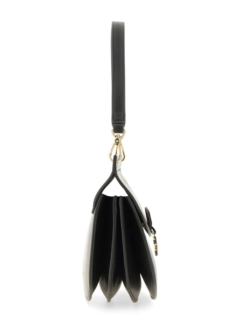 Ganni Small Shoulder Bag With Adjustable Strap And Gold-tone Hardware In Black