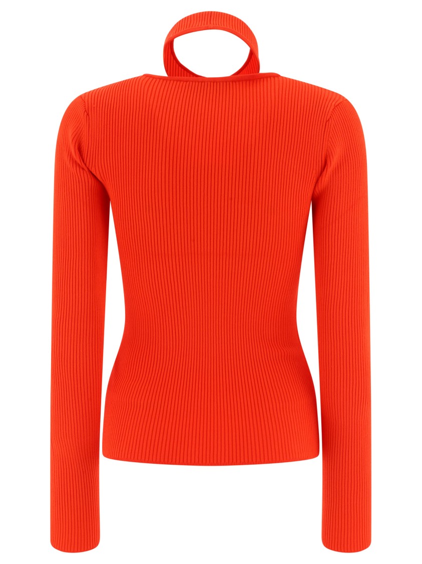 Coperni Red Top With Unique Cut-out Design And Ribbed Texture In Red
