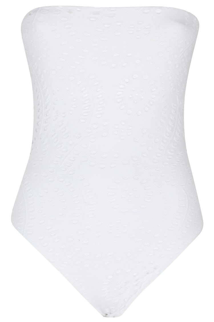 Mc2 Saint Barth Bandeau One Piece Swimsuit In White