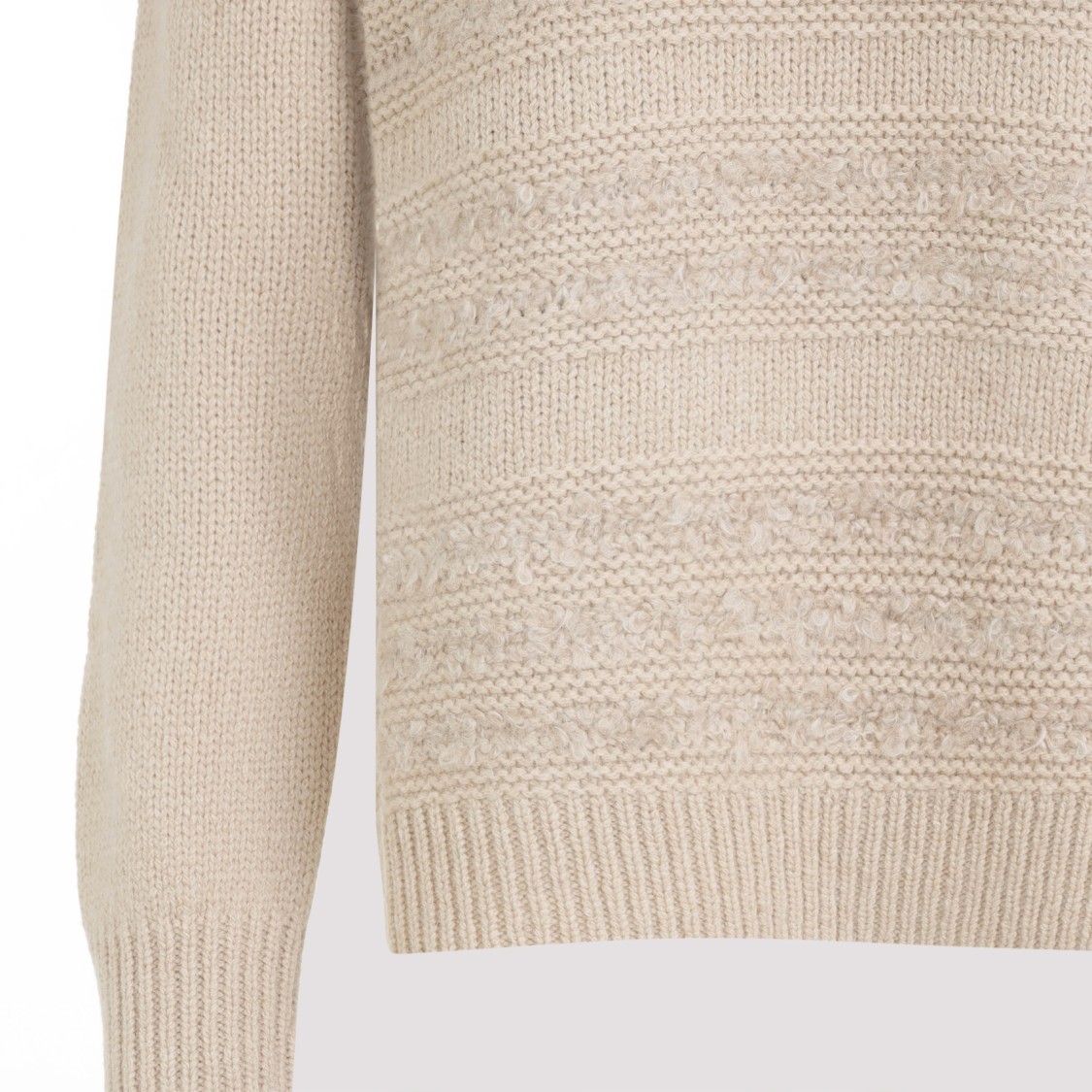 Fabiana Filippi Textured Knit Camel Sweater With Ribbed Edges
