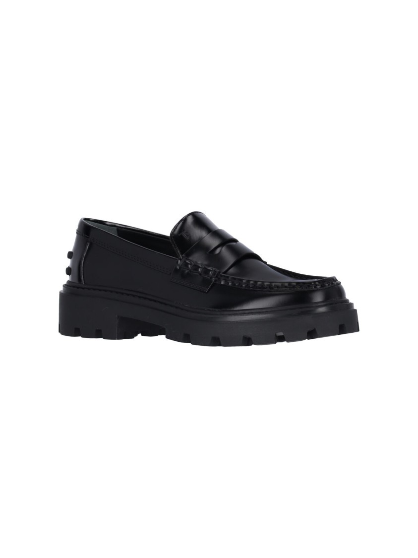 Tod's Leather Moccasins – Black In Black