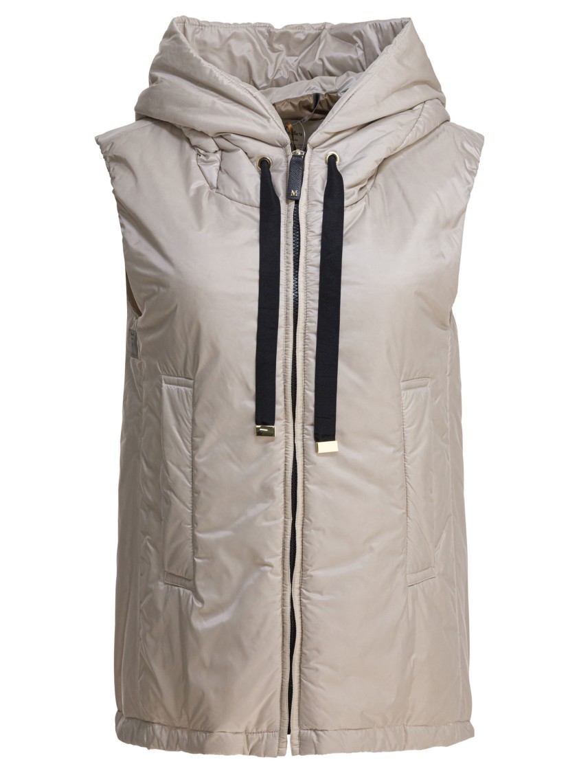 Max Mara Beige Padded Sleeveless Jacket In Gray